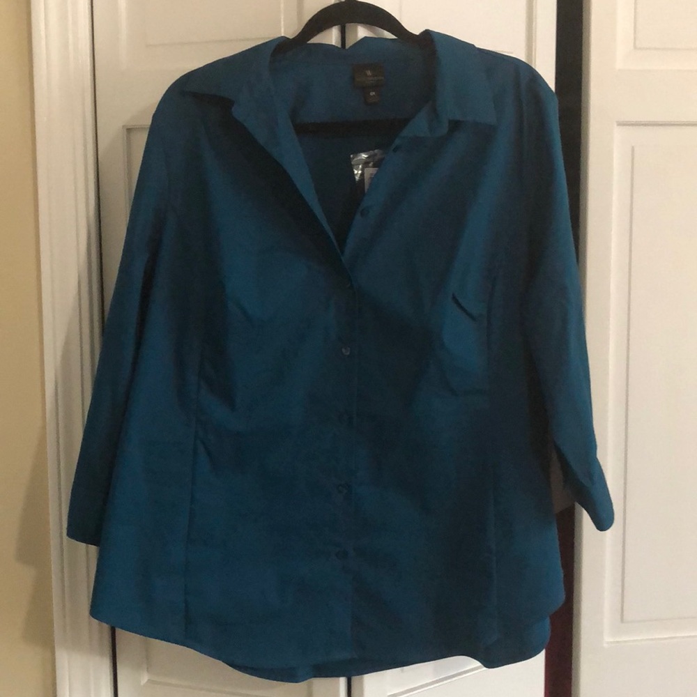 NWT Teal 3/4 sleeve button up shirt